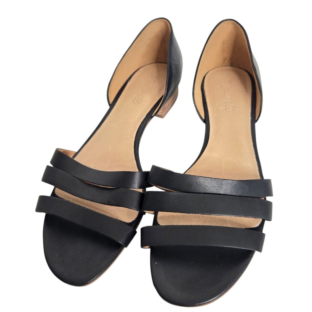 Madewell Womens D'Orsay Flat Sandals Strappy Black Basics Leather Size 10